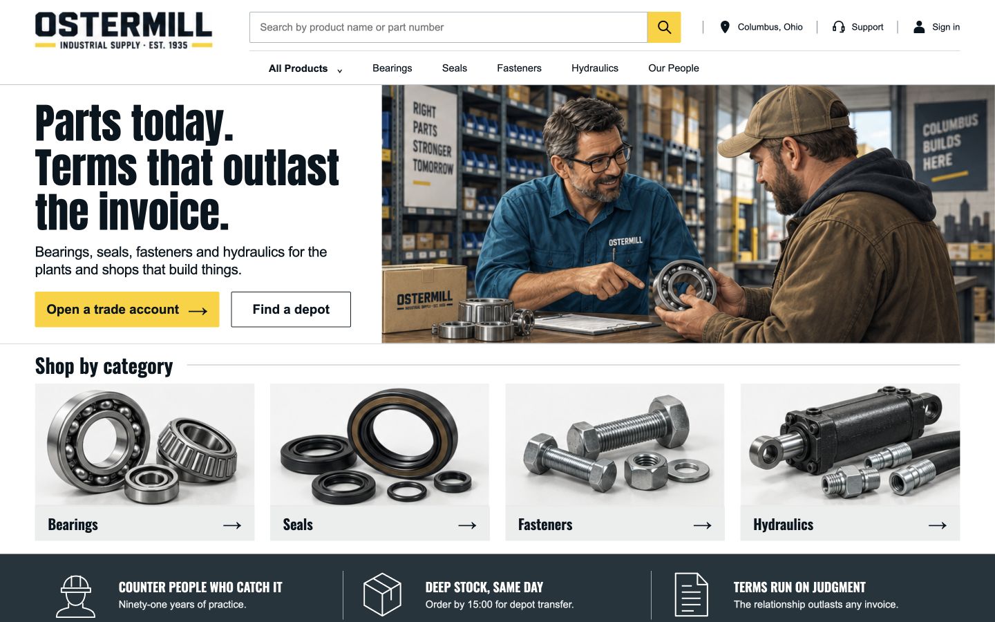 Ostermill Industrial Supply companion site homepage